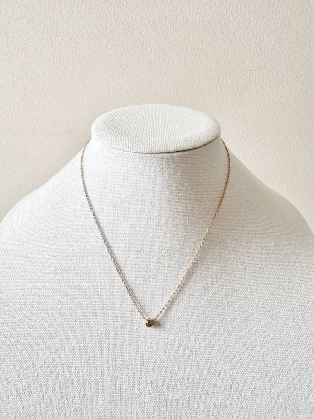 FOSSIL Brass Chain Grey Crystal Drop Pendant Necklace